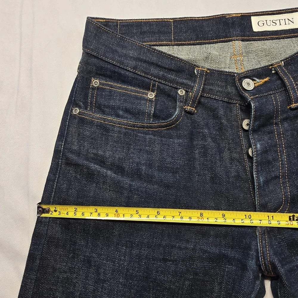 Gustin 448 Slim Fit Selvedge Denim Jeans Men Size 32x32 Button Fly